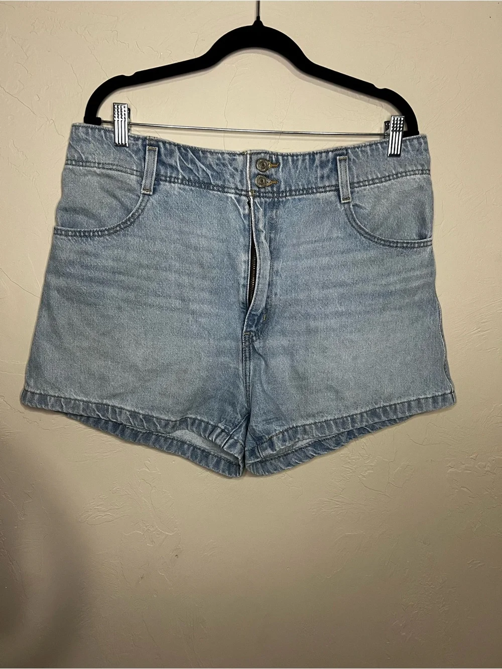 Levi's High Waisted Mom Two Button Light Wash Denim Shorts